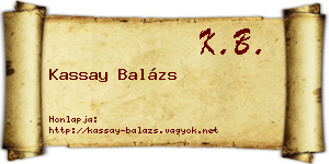 Kassay Balázs névjegykártya